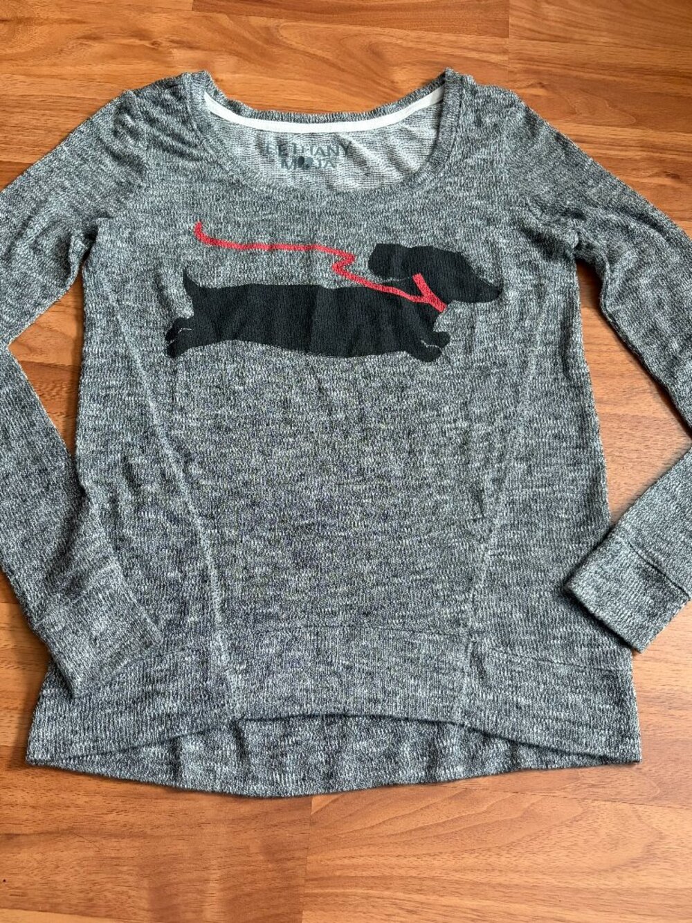 Bethany Mota x Aeropostale marled knit gray dachshund wiener dog sweater, XS